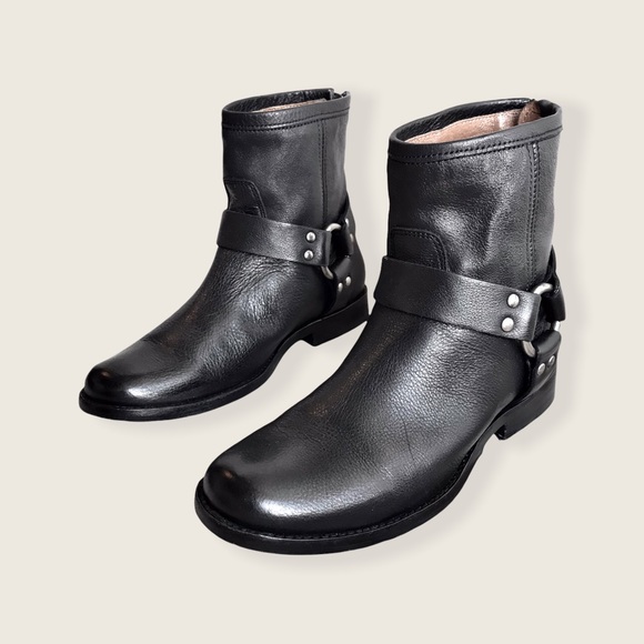 Frye Phillip Harness Short Leather Cute Ankle Boot - Picture 8 of 15